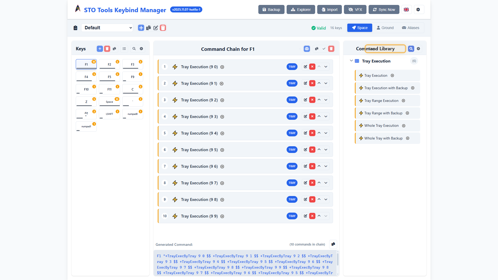 Command search interface with search box and filtered results